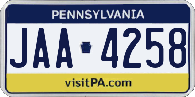 PA license plate JAA4258