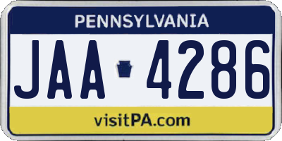 PA license plate JAA4286