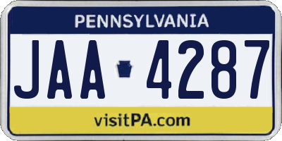 PA license plate JAA4287