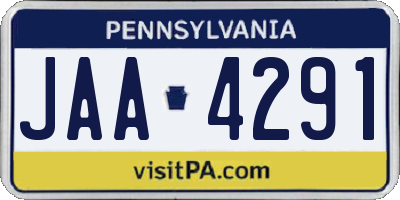 PA license plate JAA4291