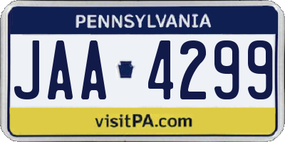 PA license plate JAA4299