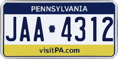 PA license plate JAA4312