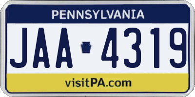 PA license plate JAA4319
