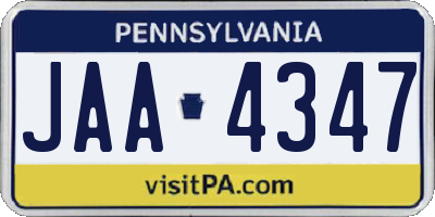 PA license plate JAA4347