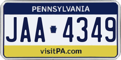 PA license plate JAA4349