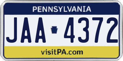 PA license plate JAA4372