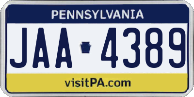 PA license plate JAA4389