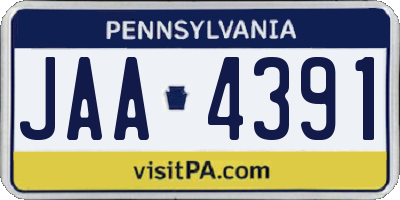PA license plate JAA4391