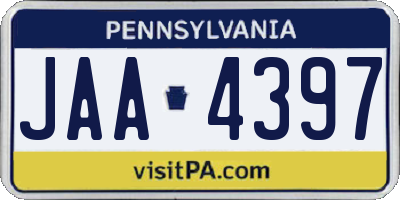 PA license plate JAA4397