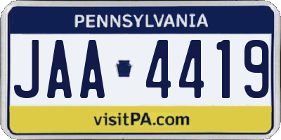 PA license plate JAA4419
