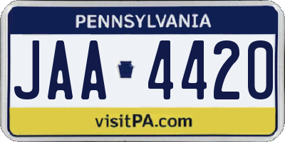 PA license plate JAA4420