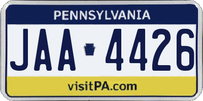 PA license plate JAA4426