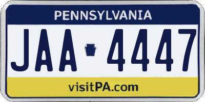 PA license plate JAA4447