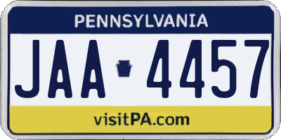 PA license plate JAA4457