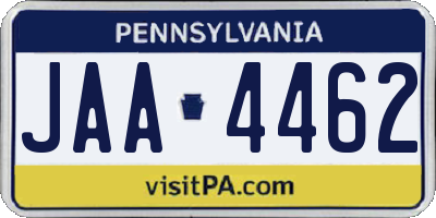 PA license plate JAA4462