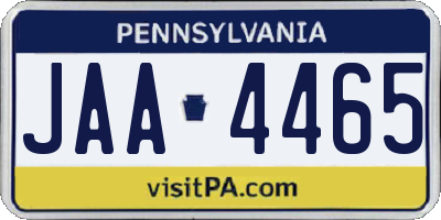 PA license plate JAA4465