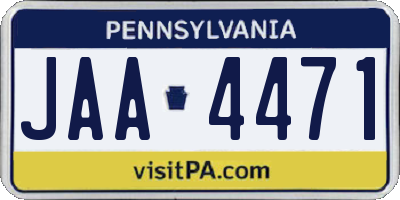 PA license plate JAA4471