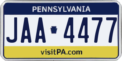 PA license plate JAA4477