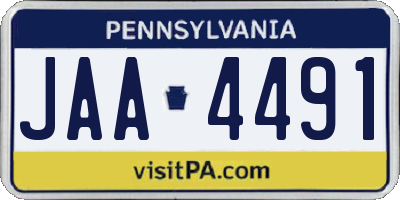 PA license plate JAA4491