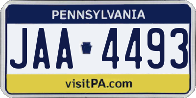 PA license plate JAA4493