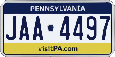 PA license plate JAA4497