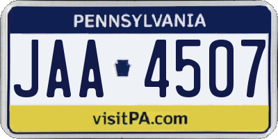 PA license plate JAA4507