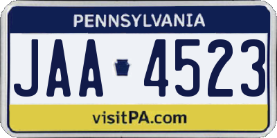 PA license plate JAA4523
