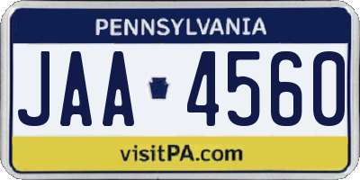 PA license plate JAA4560