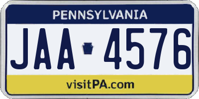 PA license plate JAA4576