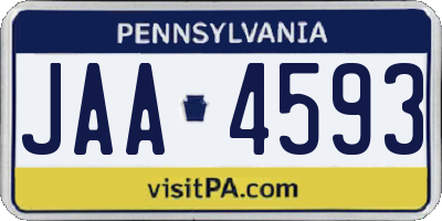 PA license plate JAA4593