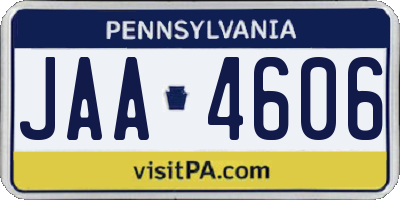 PA license plate JAA4606