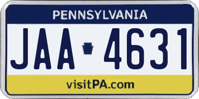 PA license plate JAA4631