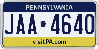 PA license plate JAA4640