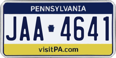 PA license plate JAA4641