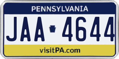 PA license plate JAA4644