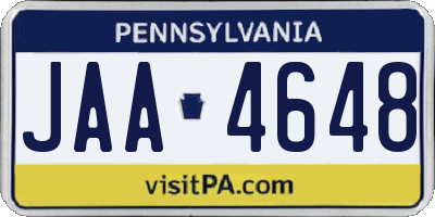 PA license plate JAA4648