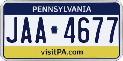 PA license plate JAA4677
