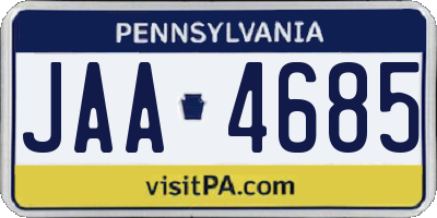 PA license plate JAA4685