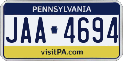 PA license plate JAA4694