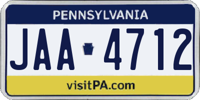 PA license plate JAA4712