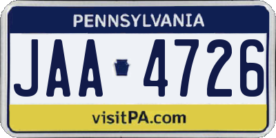 PA license plate JAA4726