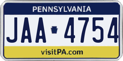 PA license plate JAA4754