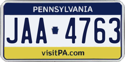 PA license plate JAA4763