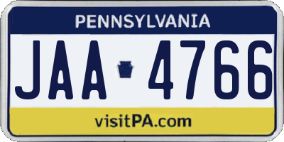 PA license plate JAA4766