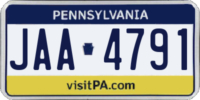 PA license plate JAA4791