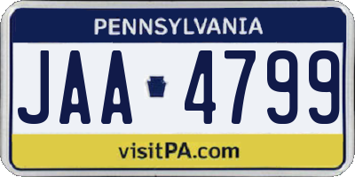 PA license plate JAA4799