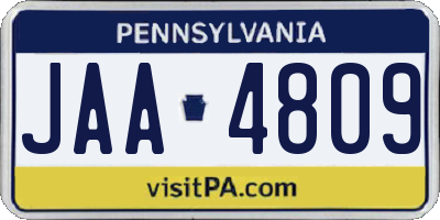 PA license plate JAA4809