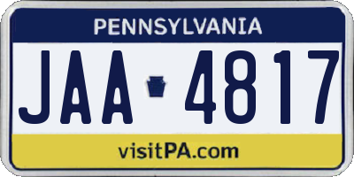 PA license plate JAA4817