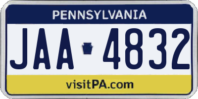 PA license plate JAA4832