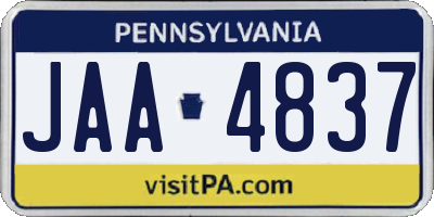 PA license plate JAA4837